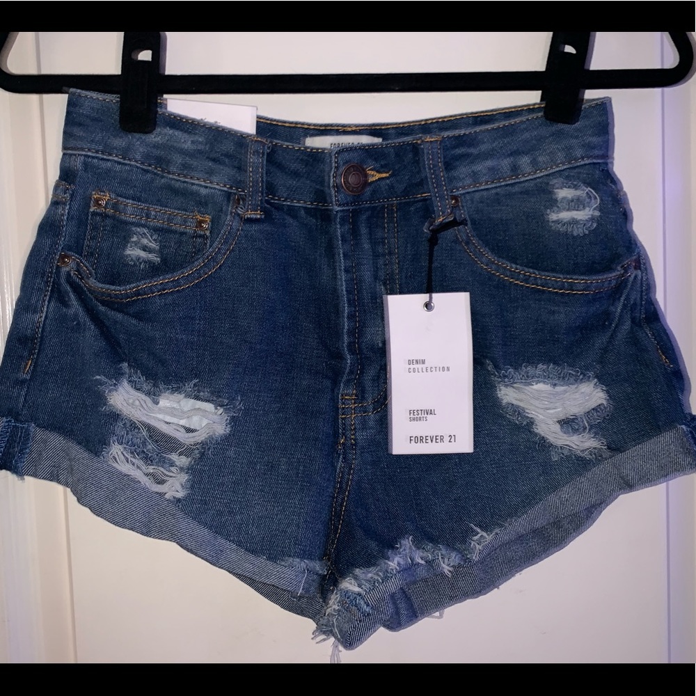 Mid rise short jean shorts